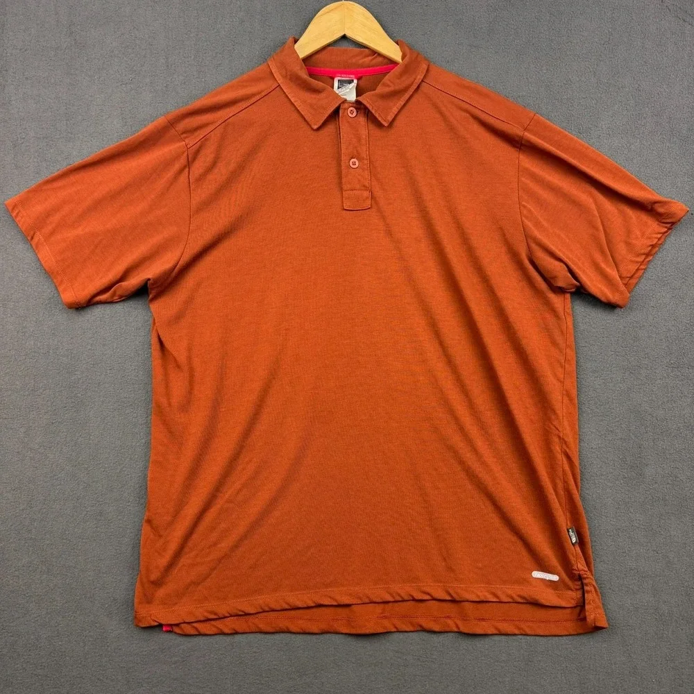 The North Face Polo Shirt Mens XL Burnt Orange Short Sleeve VaporWick Breathable